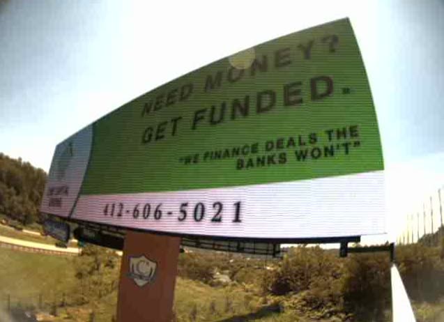 Core Capital Lending digital billboard on Route 79